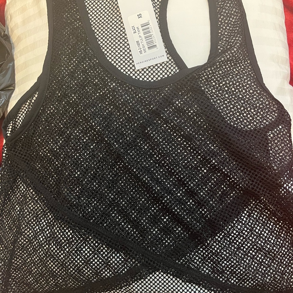 Brand New Heroine Sport Mesh Tulip Tank black